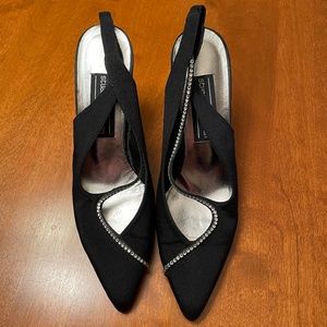 Stuart Weitzman 4" Black Heels with Rhinestones